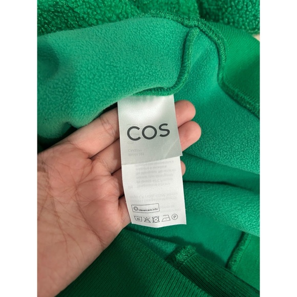 COS Men’s Relaxed Fit Teddy Sweatshirt Size Medium Green Long Sleeve Crew Neck - Picture 10 of 12